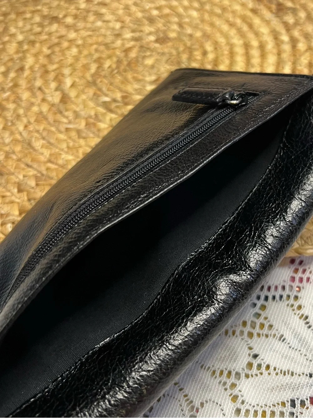 Nordstrom Classic Black Soft Leather Women's Clutch Wallet 3 Snap Compartments